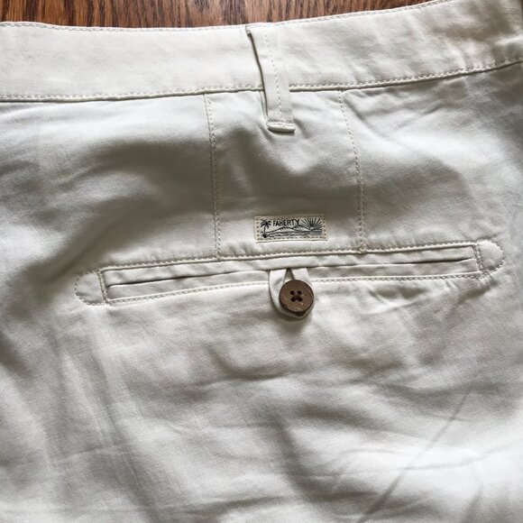 Faherty All Day Bermuda Shorts Mens 38 Stone White Organic Cotton 9" Inseam - Picture 11 of 12